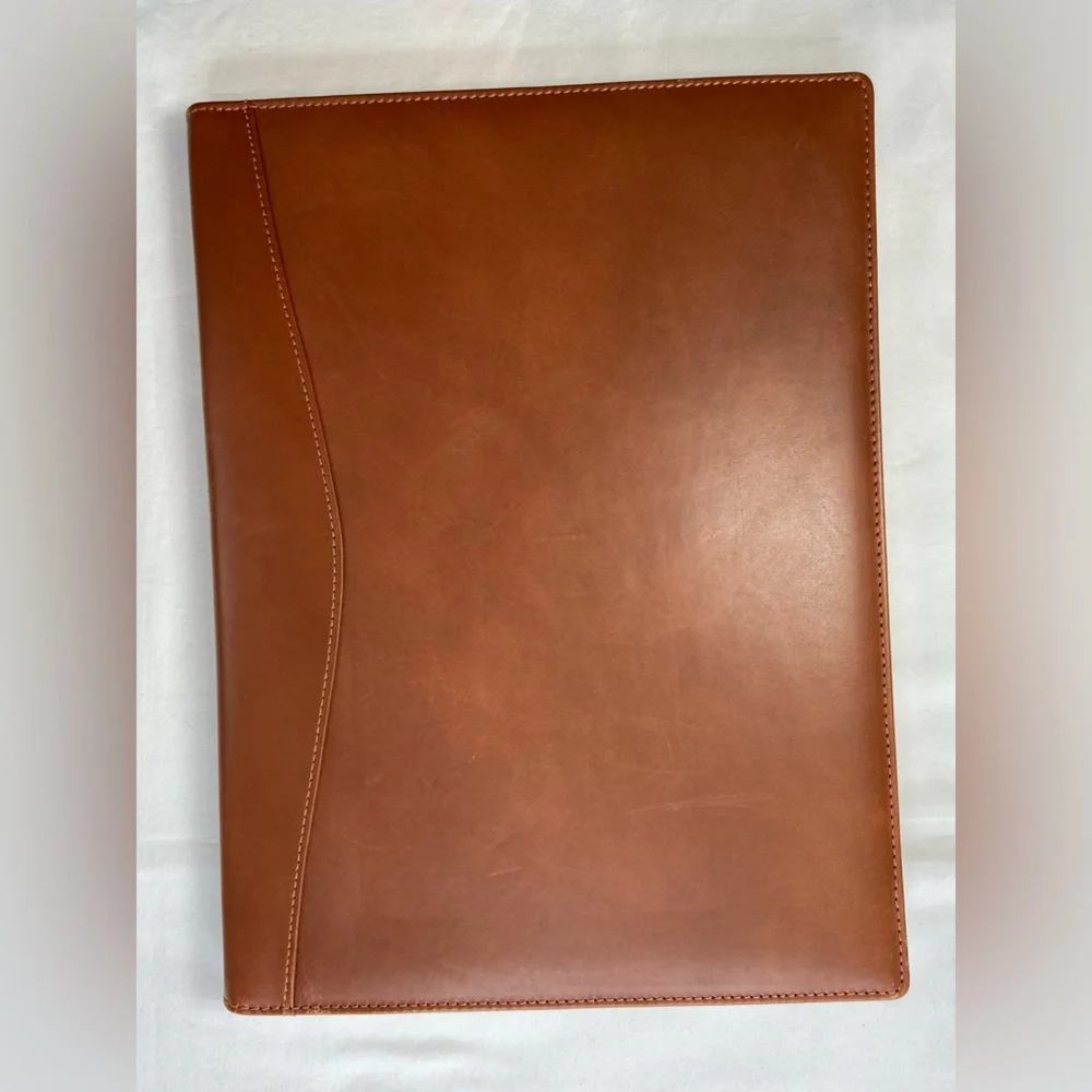 Brown Leather Executive Portfolio Note Pad Holder Barrington NEW 12”‎ x 9.5”